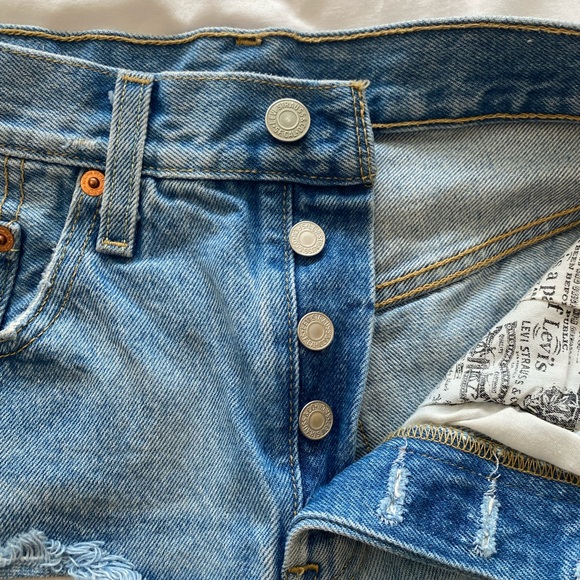 Levi's Blue Distressed Jean Shorts. Very good condition. Super cute on! - Picture 3 of 4